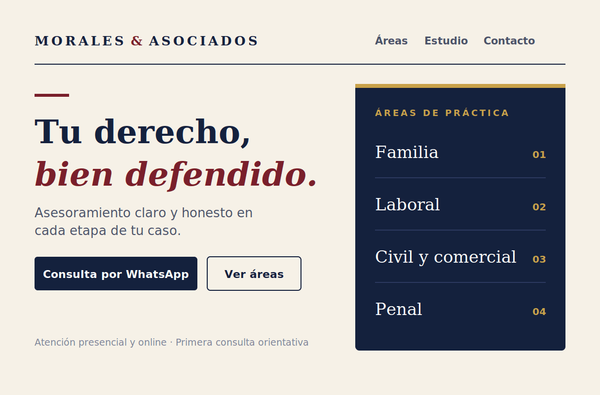 Demo de diseño web para un estudio jurídico
